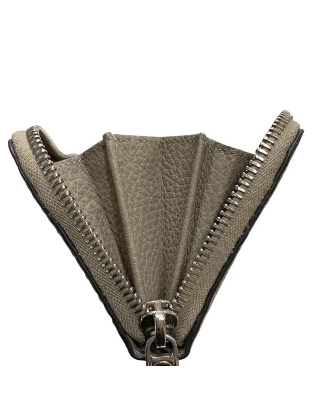 Fendi Wallet Selleria Zip Around Greige Beige Leather